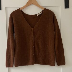 Sezane Chestnut V-Neck Cardigan